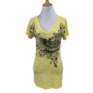 Harley Davidson T Shirt Womens S Small Lemon V Neck Shoreline Long Branch NJ